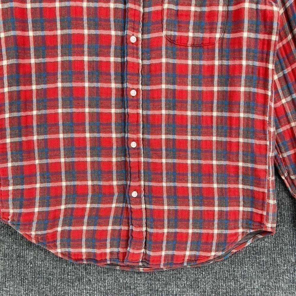 J Crew Mens Slim Double Weave Button Up Shirt Medium Plaid Gauze Long Sleeve